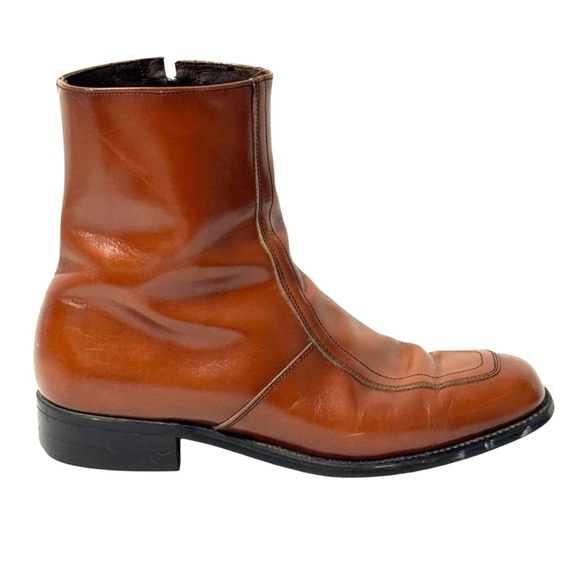 70s  Men’s size 7.5 Vintage Retro Brown Leather Retro Ankle Zip Boot main image 7